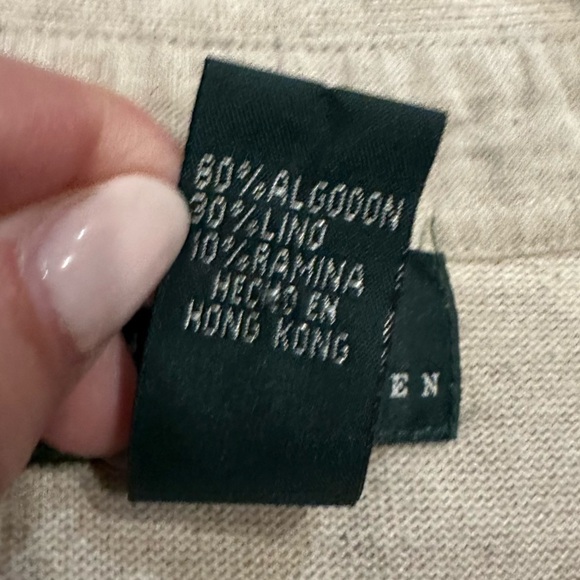 Lauren Ralph Lauren Size M Natural Oatmeal Linen Cotton Shirt Dress Button Knee - Picture 5 of 10